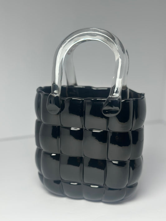 Handbag Glass Black Vase