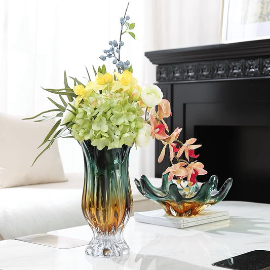 Athena's Gown Glass Vase Set With Fruit Bowl