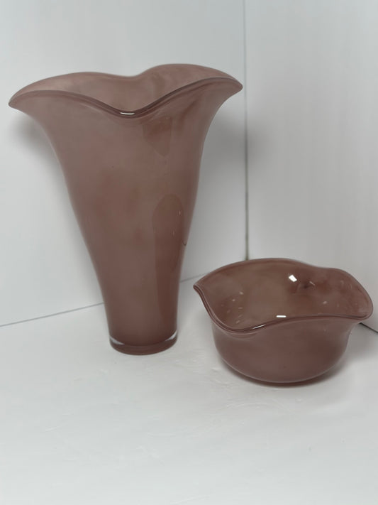 Venus Sea Glass Vase Set With Fruit Bowl