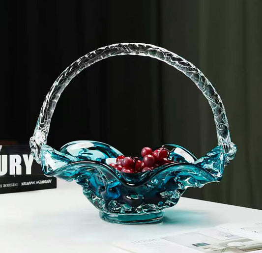 Blue Wine Glass Fruit Bowl Set