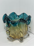 Azul Oro Glass Vase With Fruit Bowl
