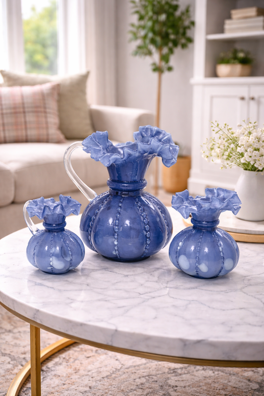 Purple Egg Glass Vase Pitcher Set