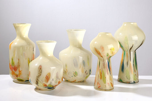 Traditional Art Glass Vase Set of 5