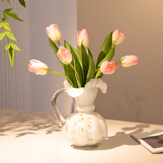 Ivory Egg Glass Vase Pitcher