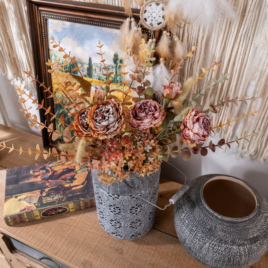 Artificial Rose Eucalyptus Autumn Bouquet, Pack of 5