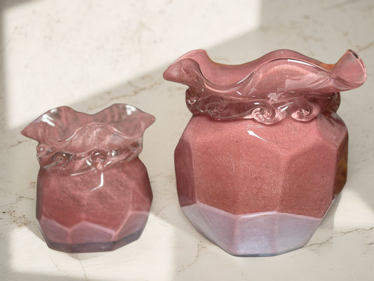 Rosa Morado Crush Glass Vase Set