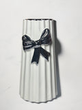 Ivory Ceramic With Ribbon Vase