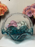 Blue Wine Glass Fruit Bowl Set