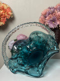 Blue Wine Glass Fruit Bowl Set