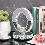 Circle Shaped Stainless Steel LED K9 Crystal Desk Lamp