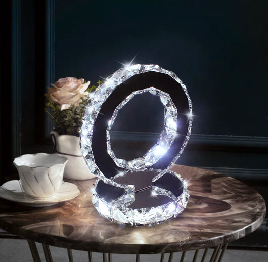 Circle Shaped Stainless Steel LED K9 Crystal Desk Lamp