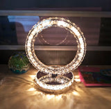 Circle Shaped Stainless Steel LED K9 Crystal Desk Lamp
