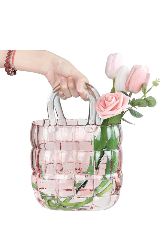 Handbag Pink Glass Vase