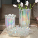 Marble Anniversary Glass Vase Set With Fruit Bowl