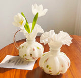 Ivory Egg Glass Vase Pitcher