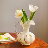 Ivory Egg Glass Vase Pitcher