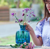 Peacock Blue Glass Vase