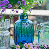 Peacock Blue Glass Vase