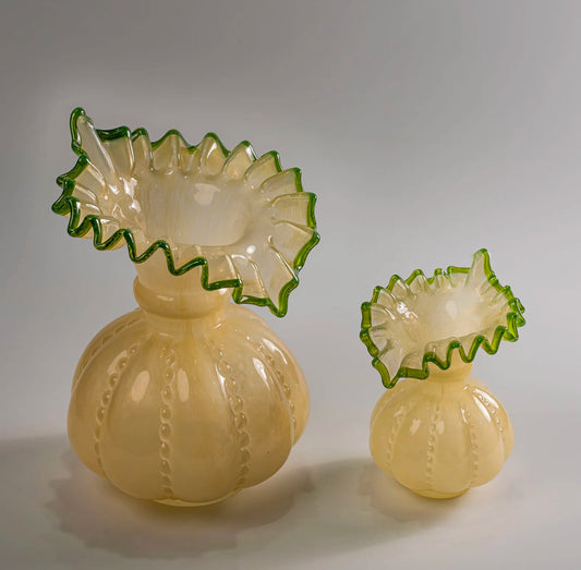 Pumpkin Green Glass Vase