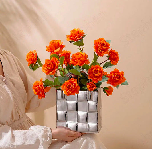 Chrome Handbag Ceramic Vase
