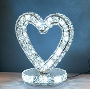 Heart Shaped Stainless Steel LED K9 Crystal Desk Lamp