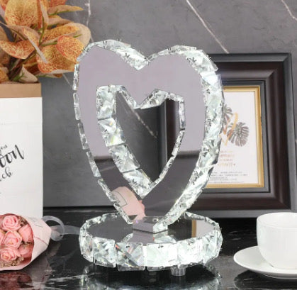Heart Shaped Stainless Steel LED K9 Crystal Lamp