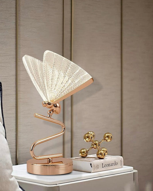 Butterfly LED Acrylic Gold Clear Desk Lamp