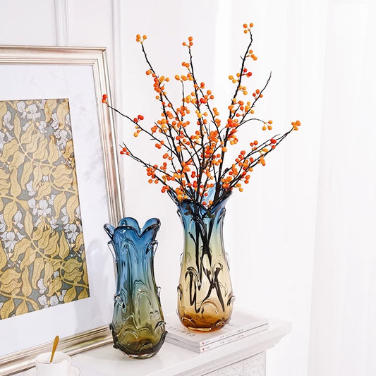 Azul Oro Glass Vase With Fruit Bowl