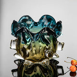 Azul Oro Glass Vase With Fruit Bowl