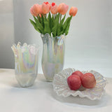 Marble Anniversary Glass Vase Set With Fruit Bowl