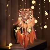 Feather With Lights Champagne Dream Catcher