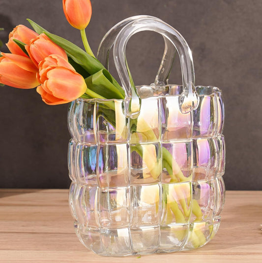 Handbag Tricolor Glass Vase