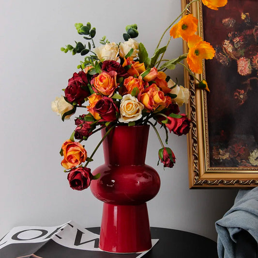 Cherry Red Ceramic Vase