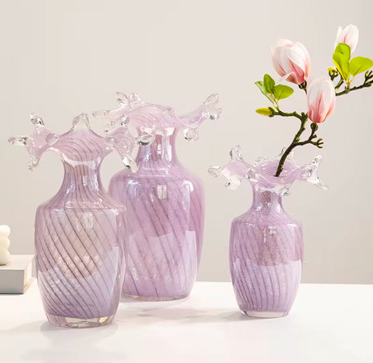 Periwinkle Vines Glass Vase Set
