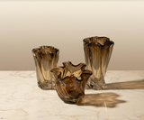 Ammonite Brown Glass Vase With Fruit Bowl