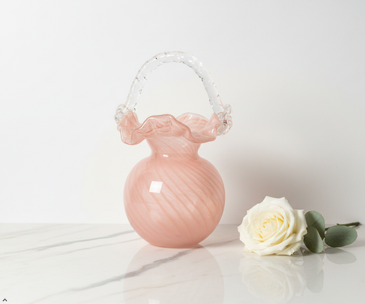 Elegant Pink Handbag Glass Vase
