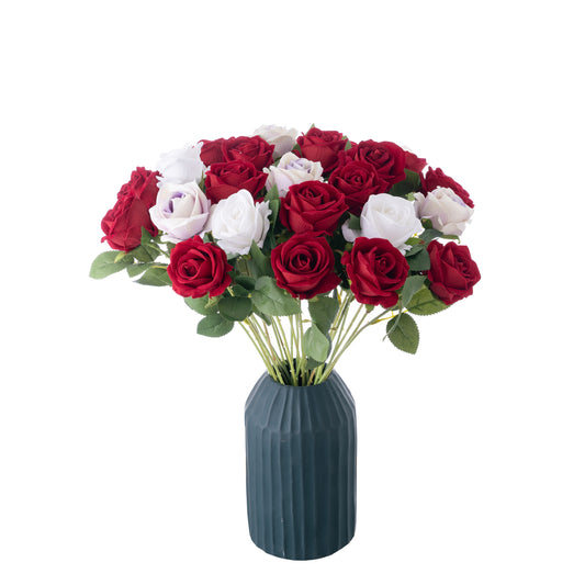 Artificial Flannelette Pearl Rose, Pack of 5
