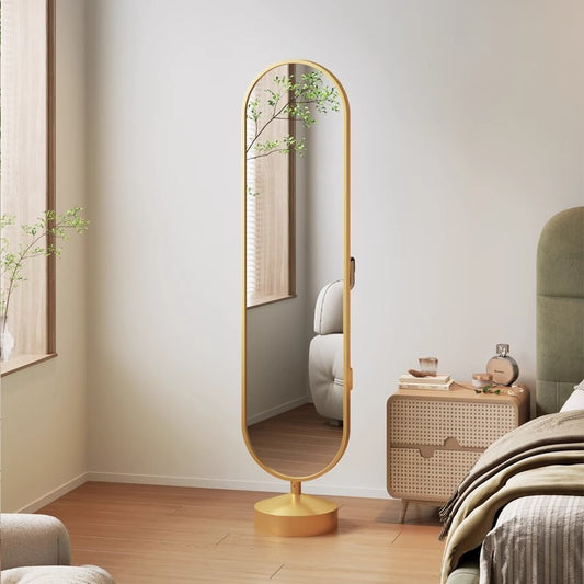 Full-Length Rotating Dressing Mirror with Gold Base Finish