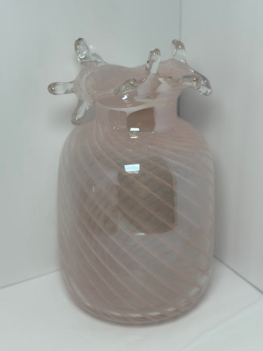 Pink Ice Sculpture Glass Vase