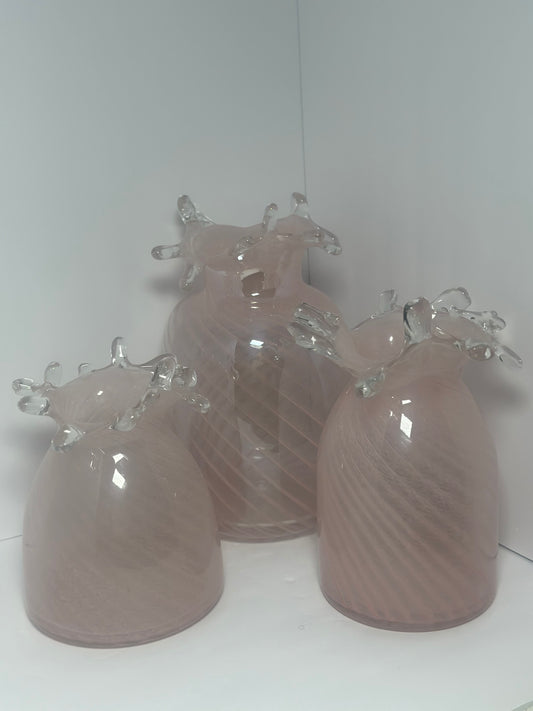 Pink Ice Sculpture Glass Vase