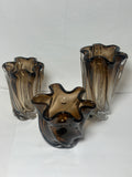 Ammonite Brown Glass Vase With Fruit Bowl