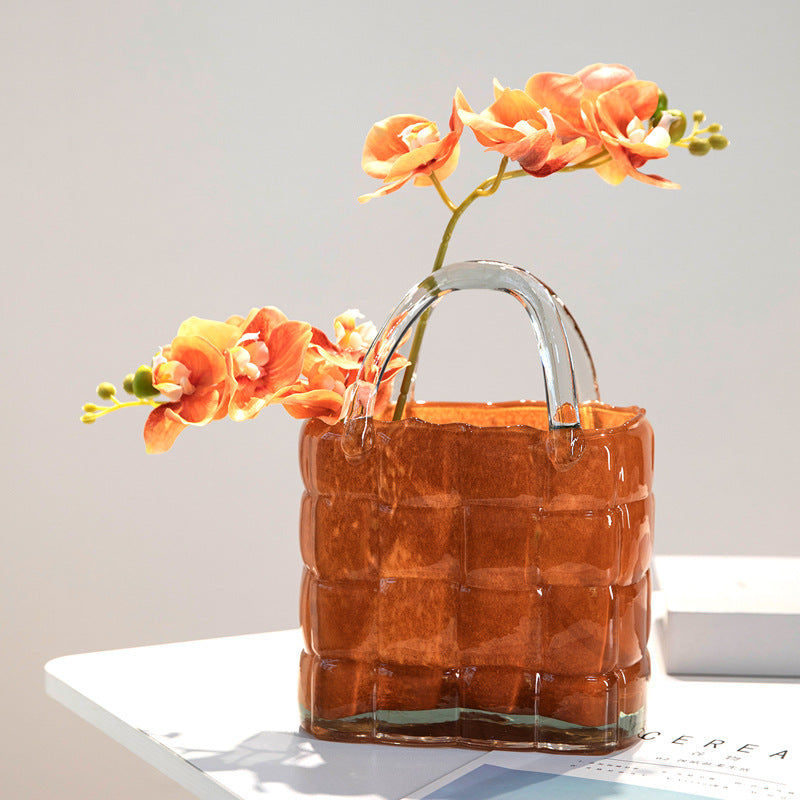Handbag Orange Glass Vase