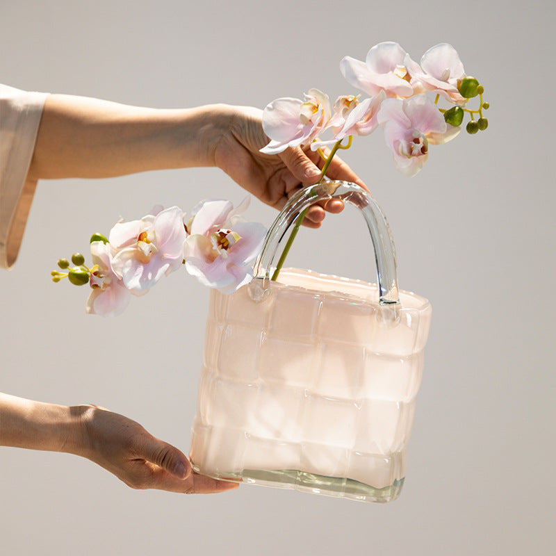 Handbag Light Pink Glass Vase