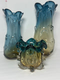 Azul Oro Glass Vase With Fruit Bowl