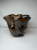 Ammonite Brown Glass Vase With Fruit Bowl