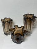 Ammonite Brown Glass Vase With Fruit Bowl