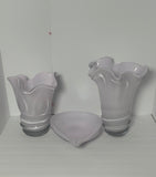Sakura Blush Glass Vase Set With Fruit Bowl