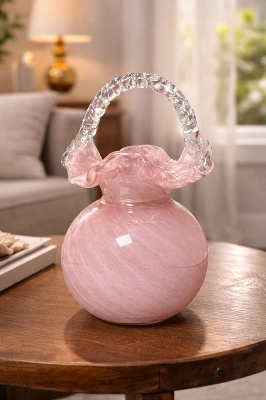 Elegant Pink Handbag Glass Vase
