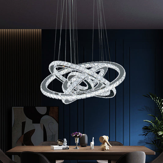 Multiple Spiral 3 Changeable Colors Stainless Steel LED Ring Chandelier