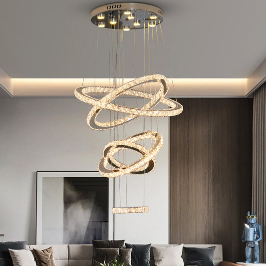 Stainless Steel LED Double-Ring LED Chandelier